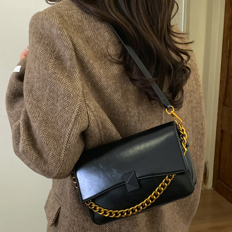 

Fashion Women PU Leather Chain Handbags High Quality Ladies Solid Shoulder Messenger Bags for Women Casual Zipper Crossbody Bag