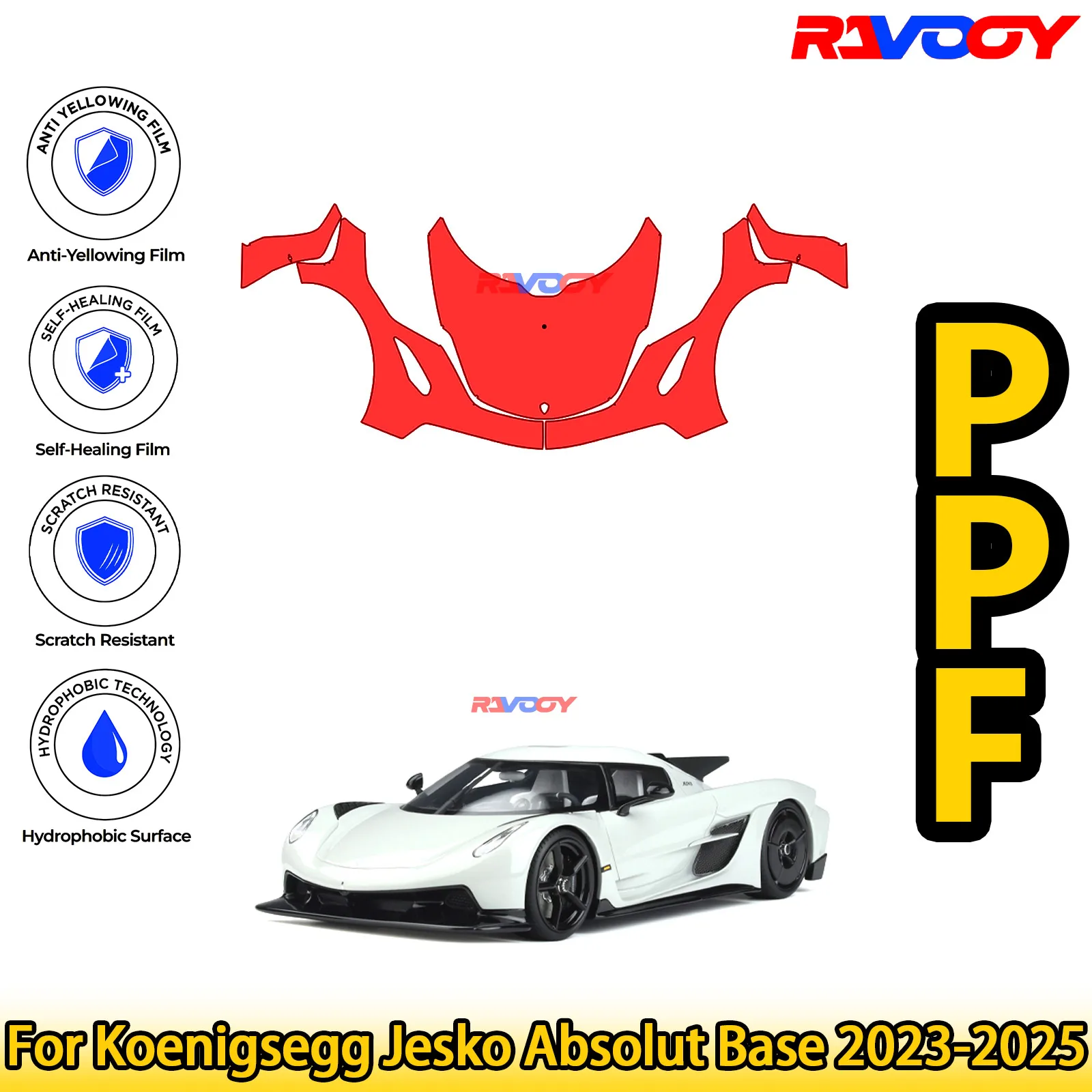 

Для Koenigsegg Jesko Absolut Base 2023-2025, глянцевая матовая черная предварительно вырезанная передняя пленка PPF, комплект защиты от краски