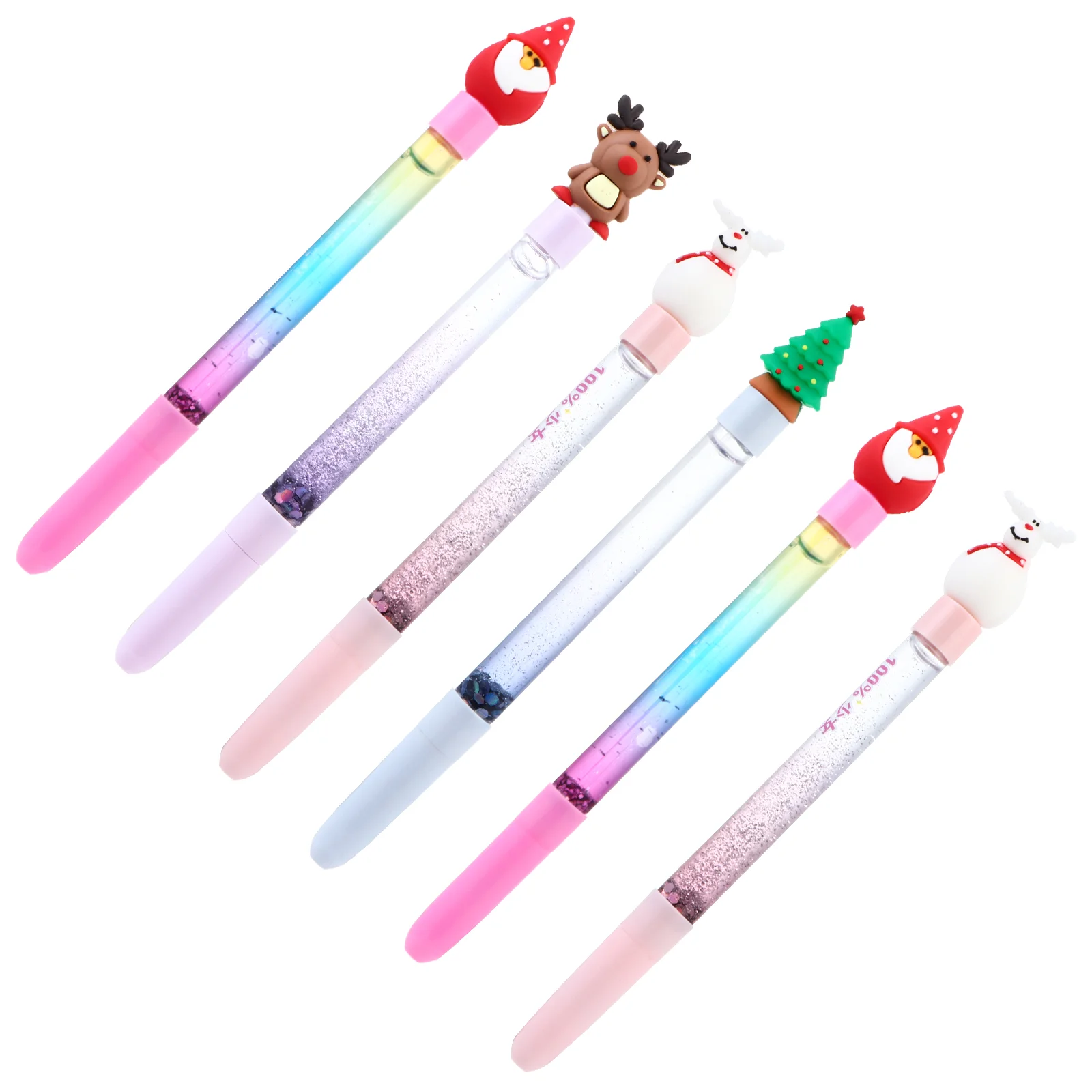 6 Pcs Christmas Goodie Bag Filler Gel Pen Come Festival Ink Plastic Xmas Design