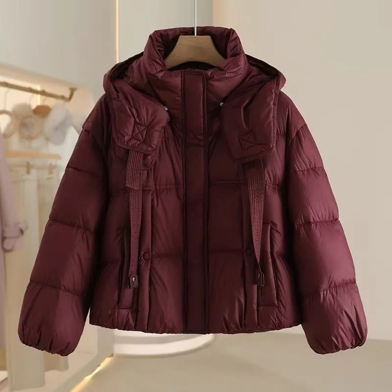

2025 New Women Puffer Warm Parkas Autumn Winter Long Sleeve Female Casual Down Cotton Padded Jacket Short Hooded Outwear