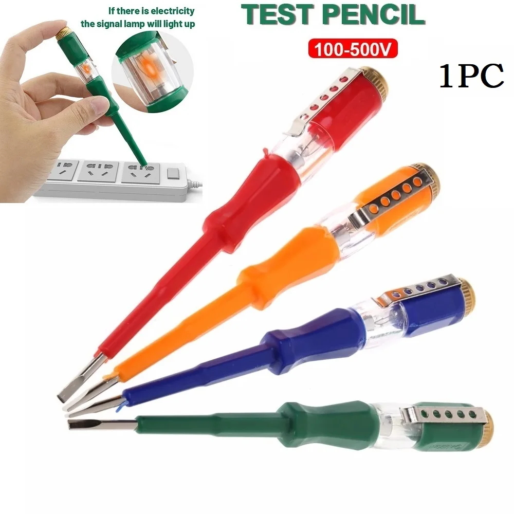 Voltage Test Pen Flat Screwdriver LED Voltage Tester Voltmeter Power Detector Electrical Screwdriver Electric Test Pen Hand Tool