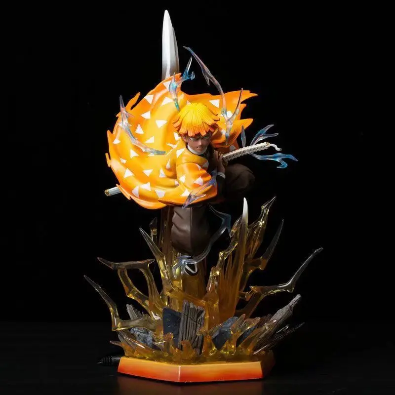 32cm Demon Slayer Agatsuma Zenitsu A Flash Of Thunder Anime Figure Model Statue Collection Desktop Decoration Ornament Toys Gift