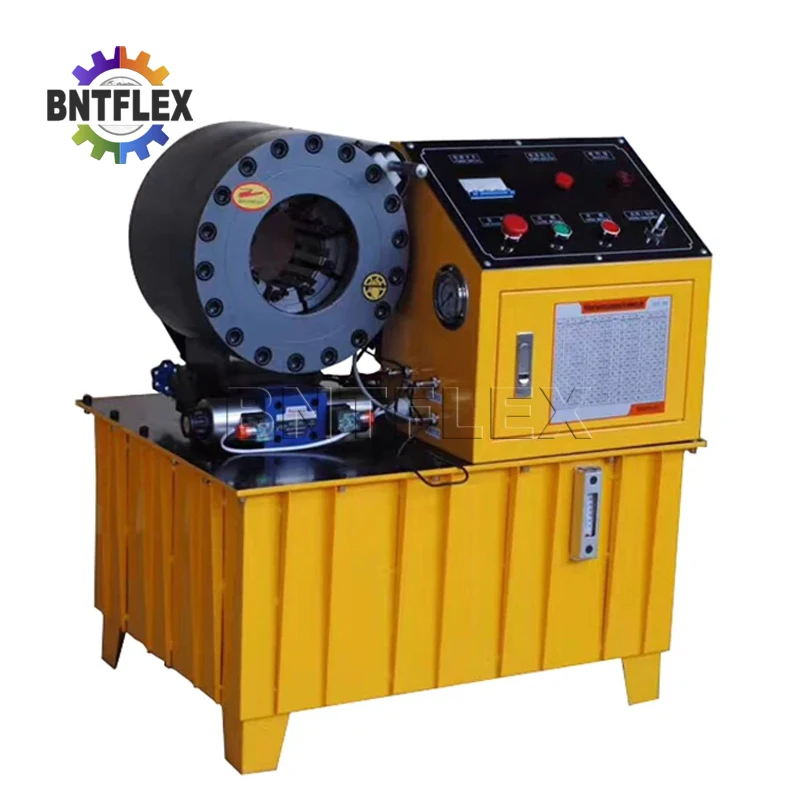 BNT51F type 220V single phase 3kw yellow semi-automaticc machine for pressing hydraulic hoses with 10 sets of dies