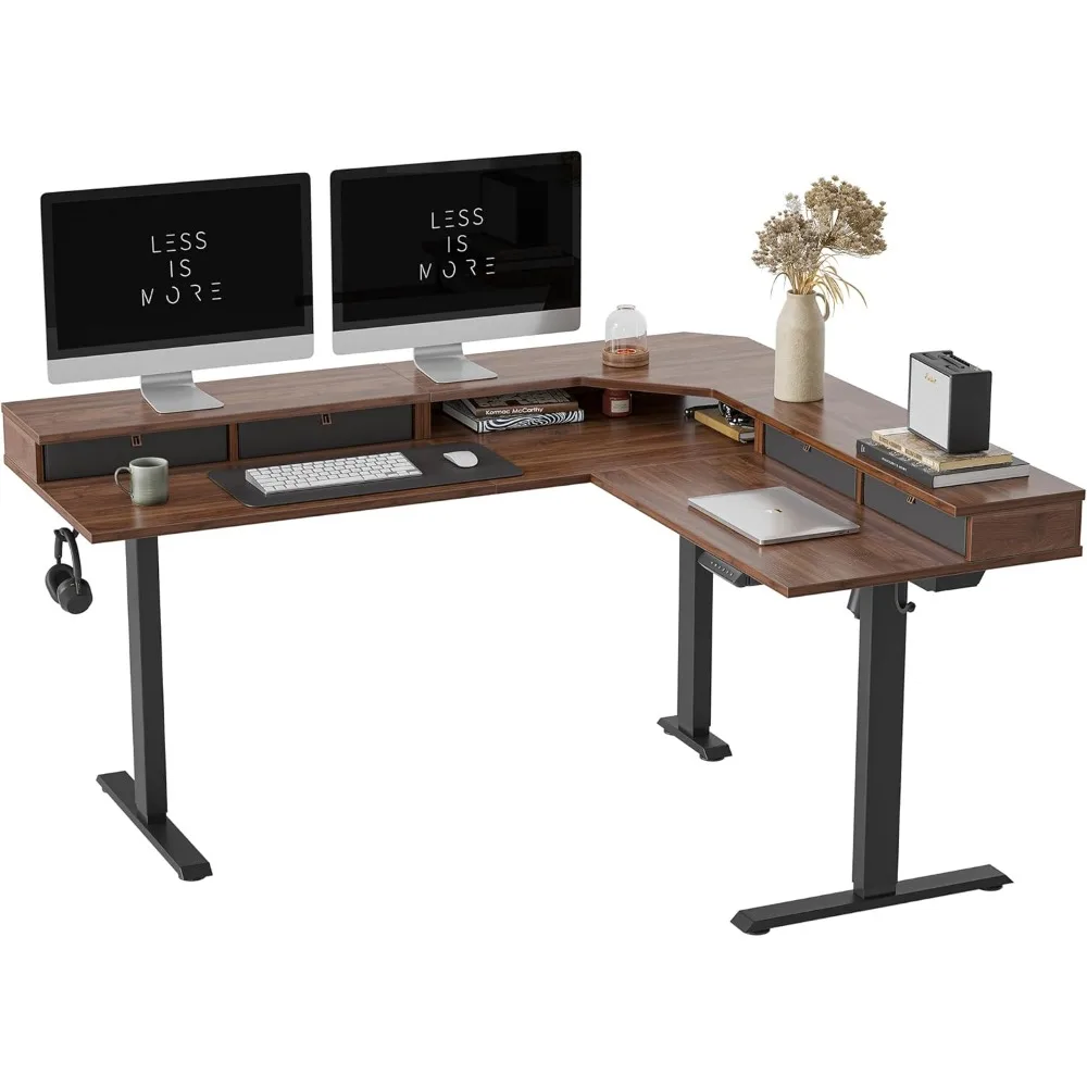 

63" L Shaped Standing Desk with 4 Drawers, Electric Standing Gaming Desk Adjustable Height, Corner Stand up Desk