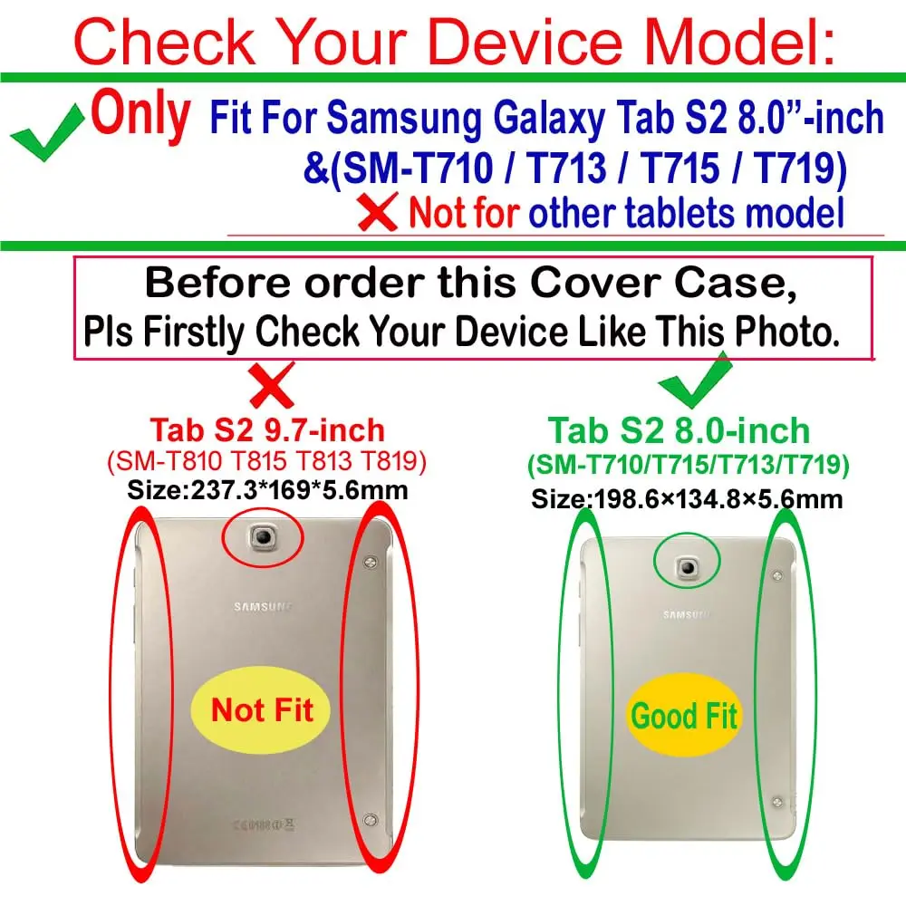 Case for Galaxy Tab S2 8.0 inch SM-T710 T715 T713 T719 Tablet Case Lightweight Stand Cover Protective Shell Auto Sleep Wake