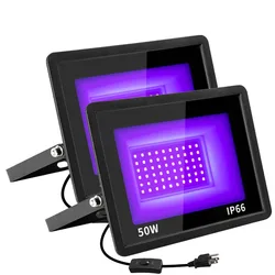 Halloween Haunted Fluorescent LED UV Curing Lamp Ultraviolet Floodlight Purple Light IP66 Waterproof, AC110-240V, 395nm 2Pcs Lot
