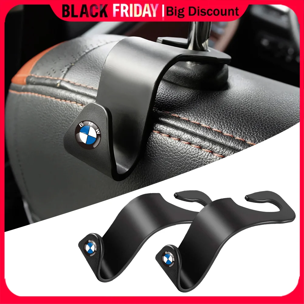 2pcs Car Emblem Back Seat Hooks for BMW M Performance E90 X5 X6 E36 Series 1 3 5 7 F13 X2 E46 E39 E60 Auto Organizer Accessories