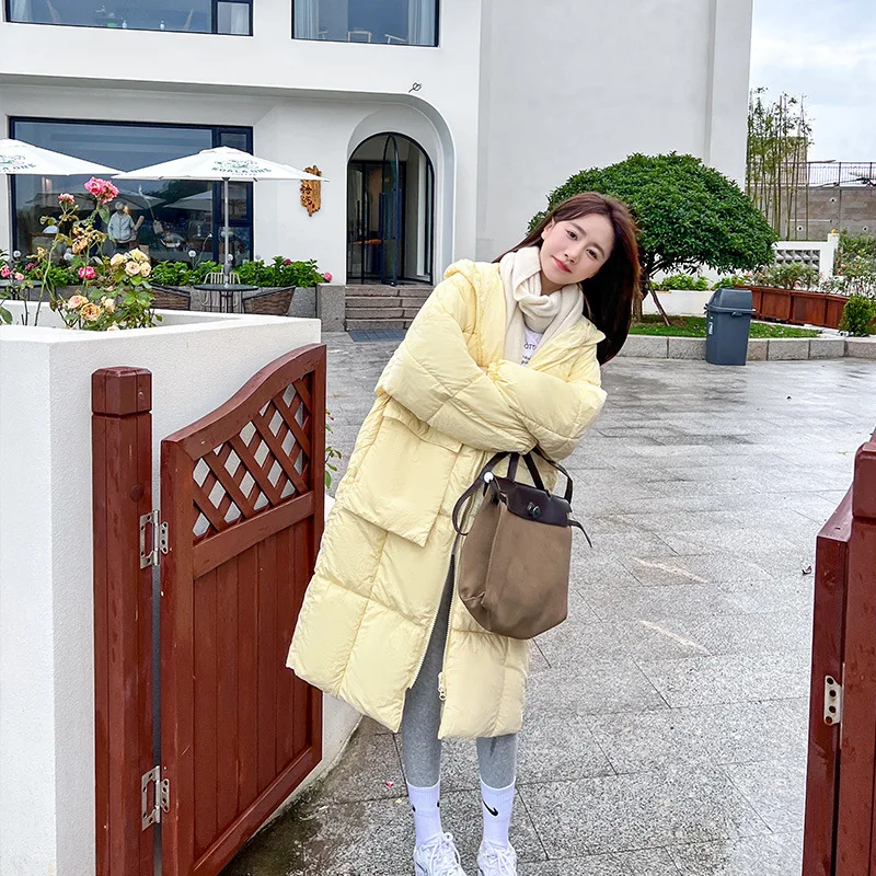 Cotton-padded Women Long Winter Clothes New Korean Version of Loose Padded Hooded Bread Coat Down Cotton-padded Jacket.