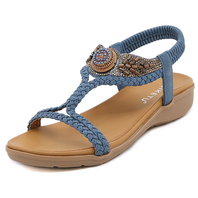 

Women's Sandals Summer Soft Leather Bohemia Casual Flat Sandals Shoes Woman Flip flop Sexy Beach Sandals Plus Size Wedge Sandals