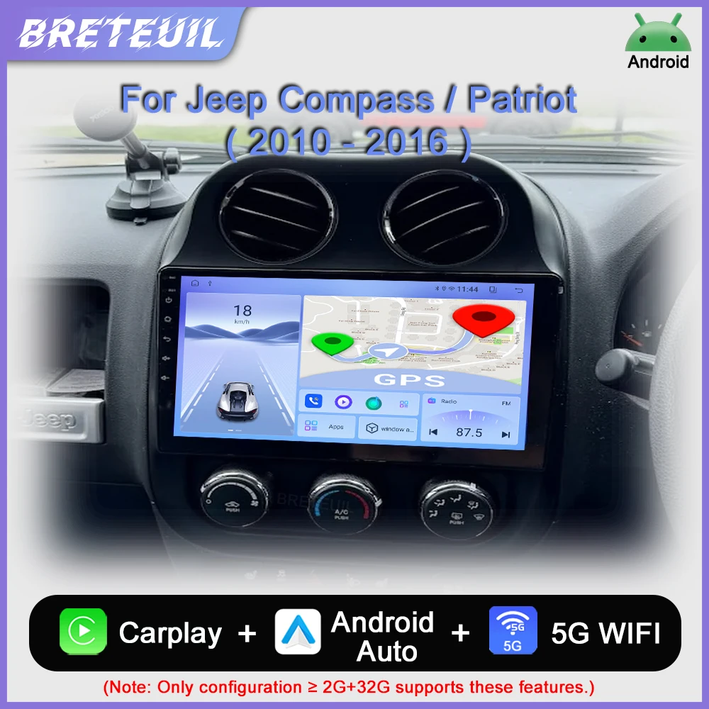 Para Jeep Compass Patriot 2010 2011 2012 2013 2014 215 2016 Radio de coche Android Reproductor de vídeo multimedia Navegación GPS Carplay Pantalla táctil Auto Estéreo Sistemas inteligentes