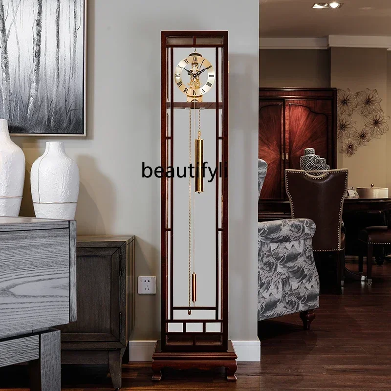 

lt European mechanical perspective floor clock living room standing clock solid wood American clock