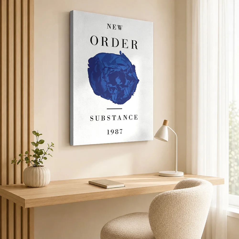 New Order Substance Blue Rose Canvas Print Personalized Photo Illustrated Wall Art For Home Listening Lounge, Music Lover Gift
