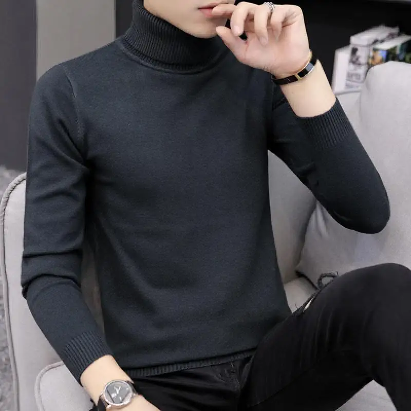 

Winter High Neck Thick Warm Sweater Men Turtleneck Brand s Sweaters Slim Fit Pullover Knitwear Male Double Collar On Sale