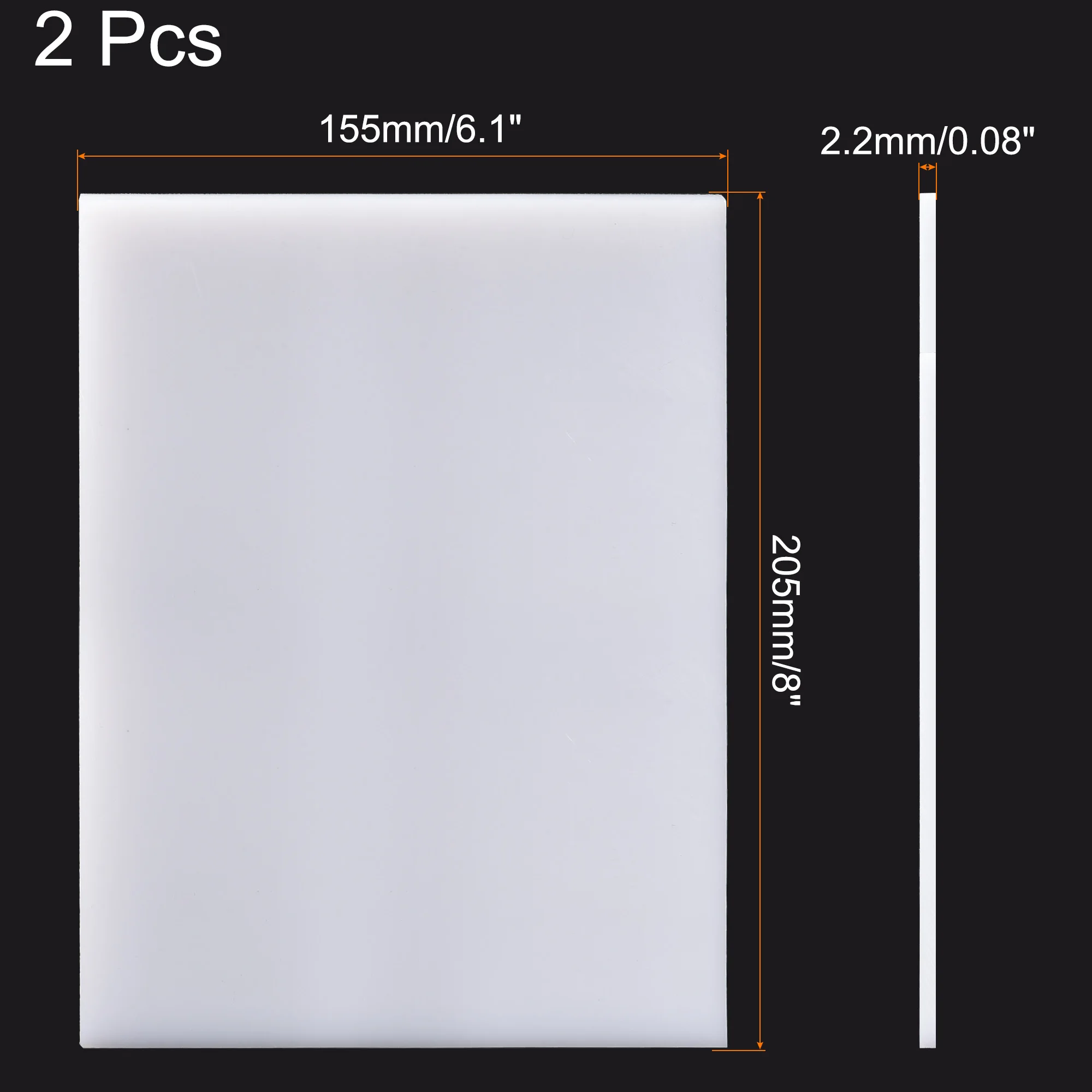uxcell UHMW Sheet Ultra High Molecular Weight Polyethylene Sheet Hard Plastic Sheet Board 6.1''x 8 '' x 0.08'' White 2 Pcs