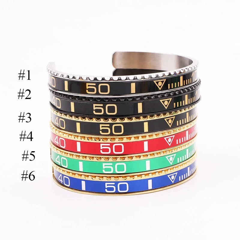 

High Quality Men Jewelry Bracelet 316L Stainless Steel Speed Numerals Cuff Bangle