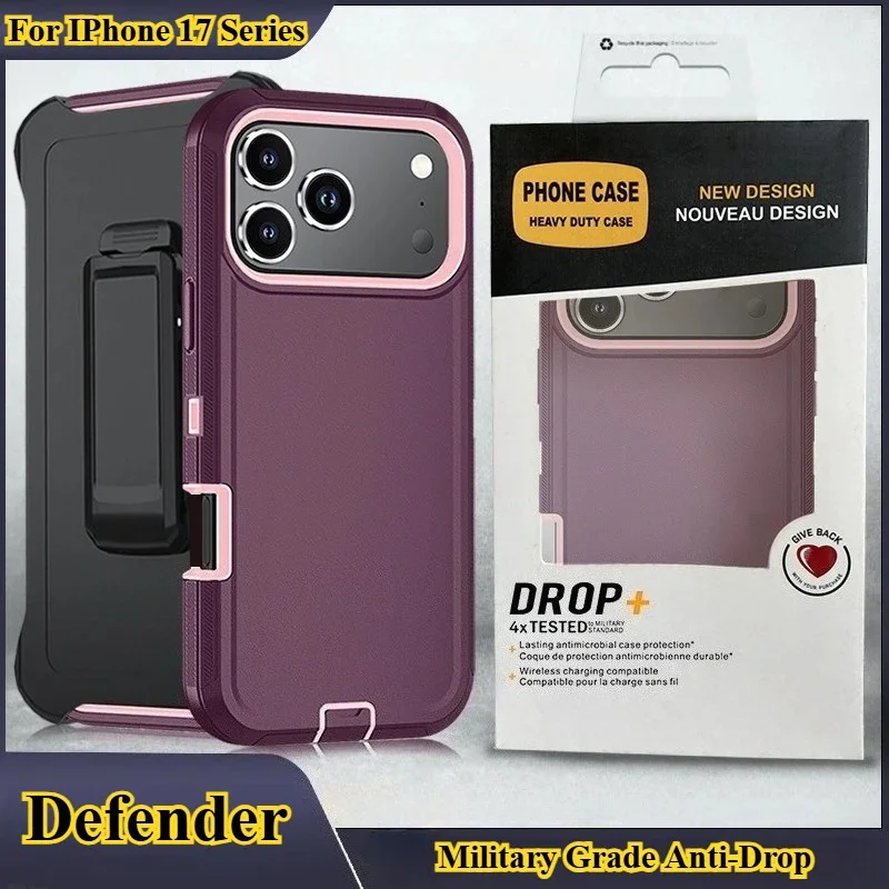 Ott Armor Box Shockproof Defender Phone Cases For IPhone 17 Pro Max 17Air Dustproof Drop Proof Hard Back Cover with Belt Clip