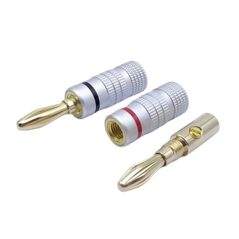 Banana Connector 4mm Speaker banana plugs 24K Copper gold plated 4mm Banana Jack match with 4mm binding post