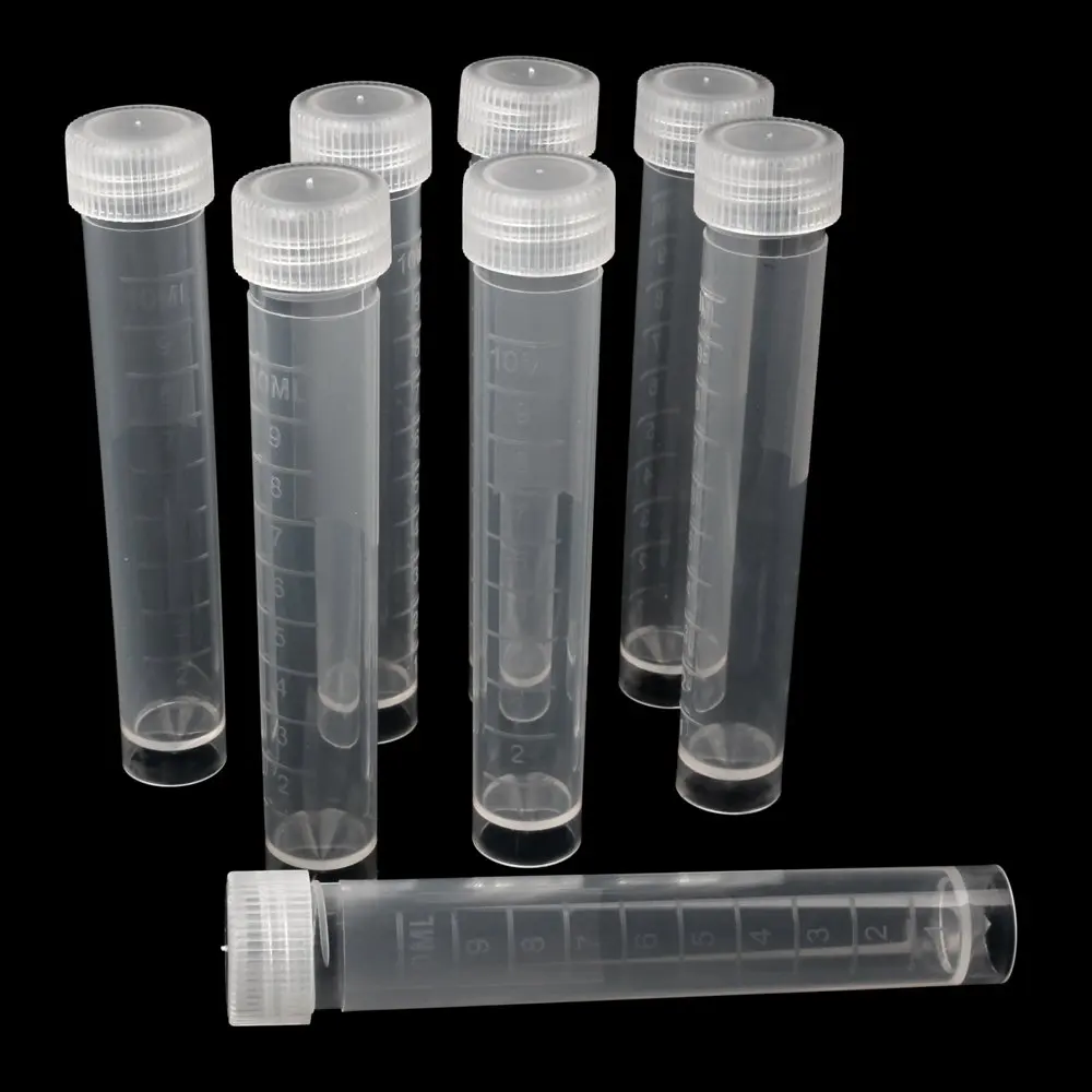 10ml Lab Plastic Frozen Test Tubes cryotube Vial Seal Cap Container for Laboratory School Educational , 30pcs