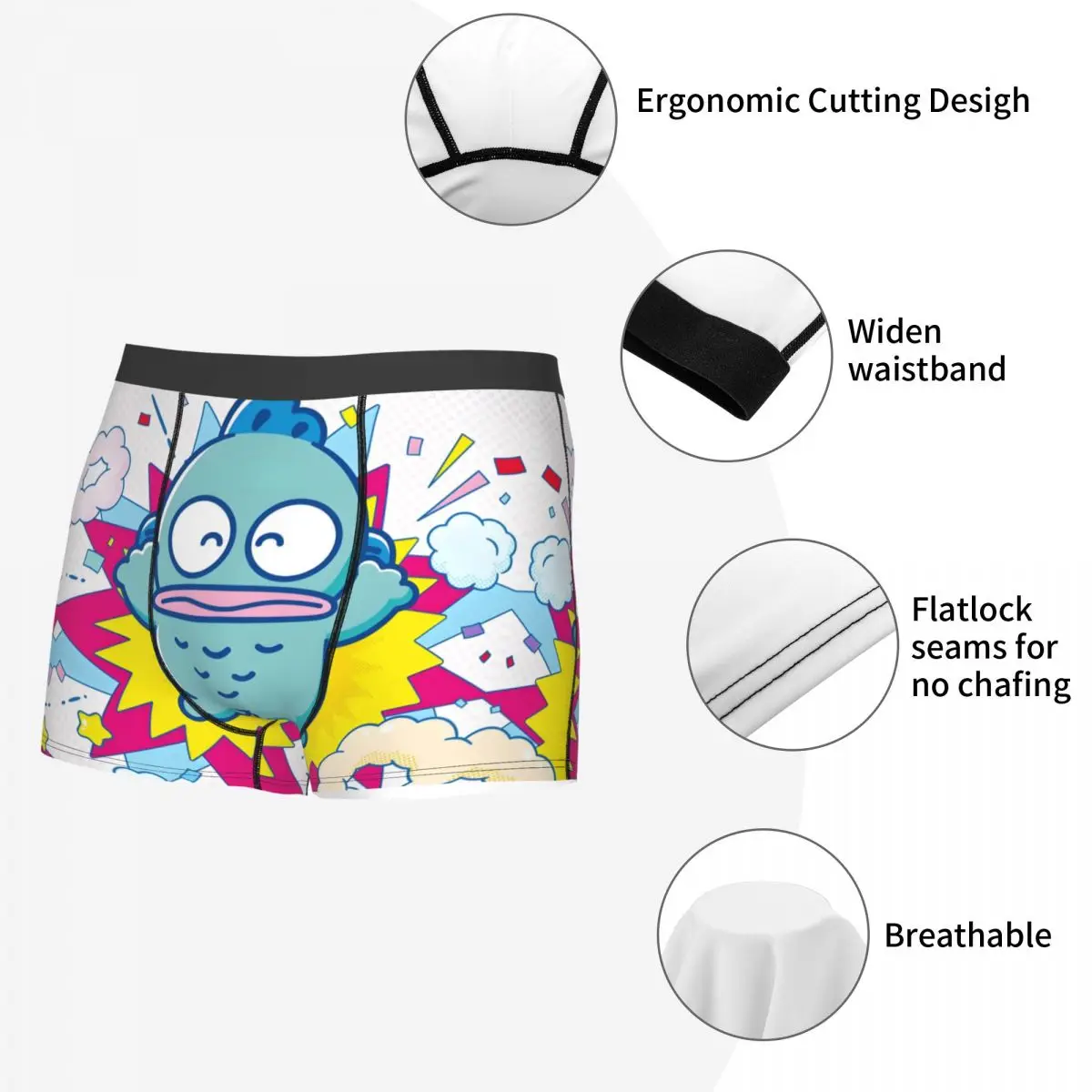 Kawaii Hangyodon Boxer Per Homme 3D Stampato Brutto Pesce Kawaii Cartoon Anime Biancheria Intima Mutandine Slip Mutande Traspiranti