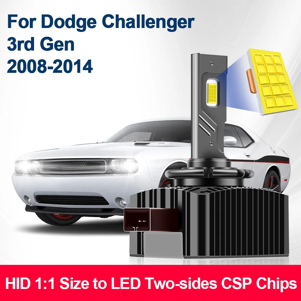 For Dodge Challenger 3rd Gen 2008-2014 LED Headlights D1S 30000LM 110W Super Bright CSP Chip 6000K Car Lamp 1:1 HID Bulb