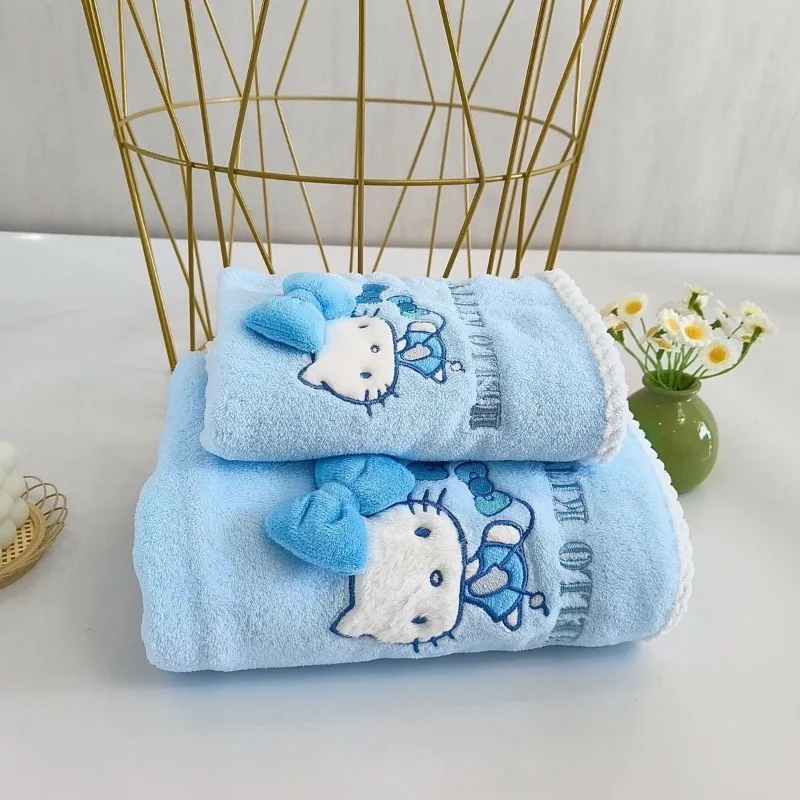 مرحبا كيتي أنيمي مناشف حمام محيطية للرجال والنساء الكرتون لطيف مناشف الجلد ودية لينة ثلاث قطع مجموعة بالجملة