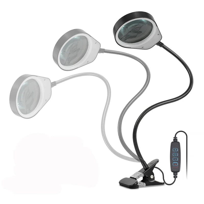 

5X LED Magnifier Lamp with Clamp 3 Colors Illuminating Magnifying Glass with Flex Arm for Reading, Seniors, Hobbies, Craft