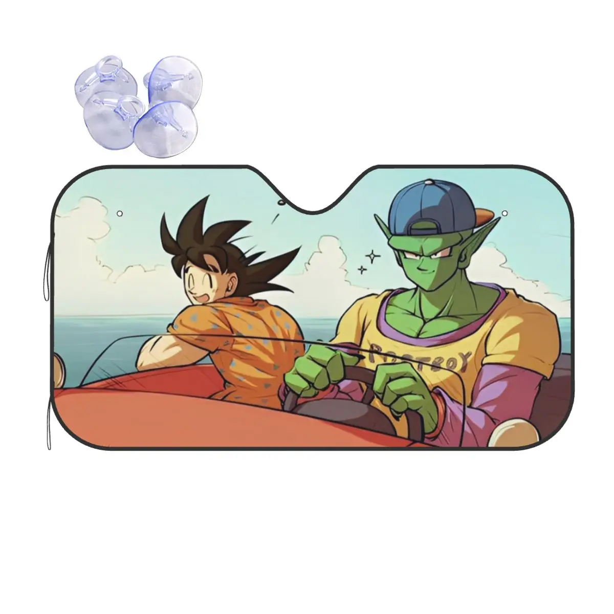 Goku Dragon Ball conduite pare-soleil pliant pare-brise 70x130 cm Piccolo feuille d'aluminium voiture fenêtre pare-brise couverture UV protecteur