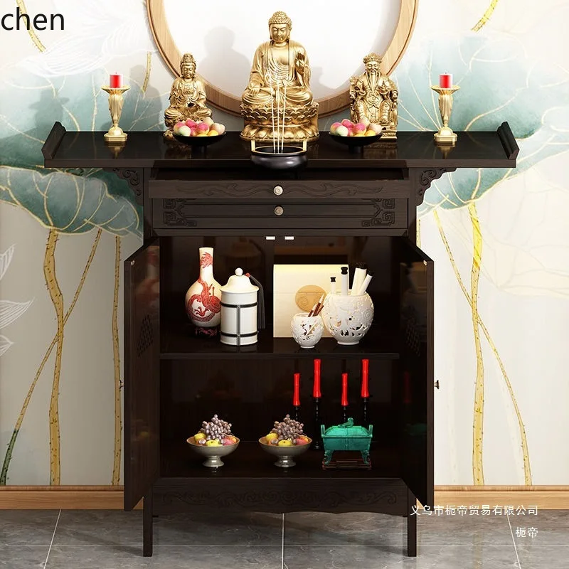 YFY Entrance Altar Table Buddha Worship Cabinet Bodhisattva God of Worship Cabinet Incense Burner Living Room Entrance Cabinet