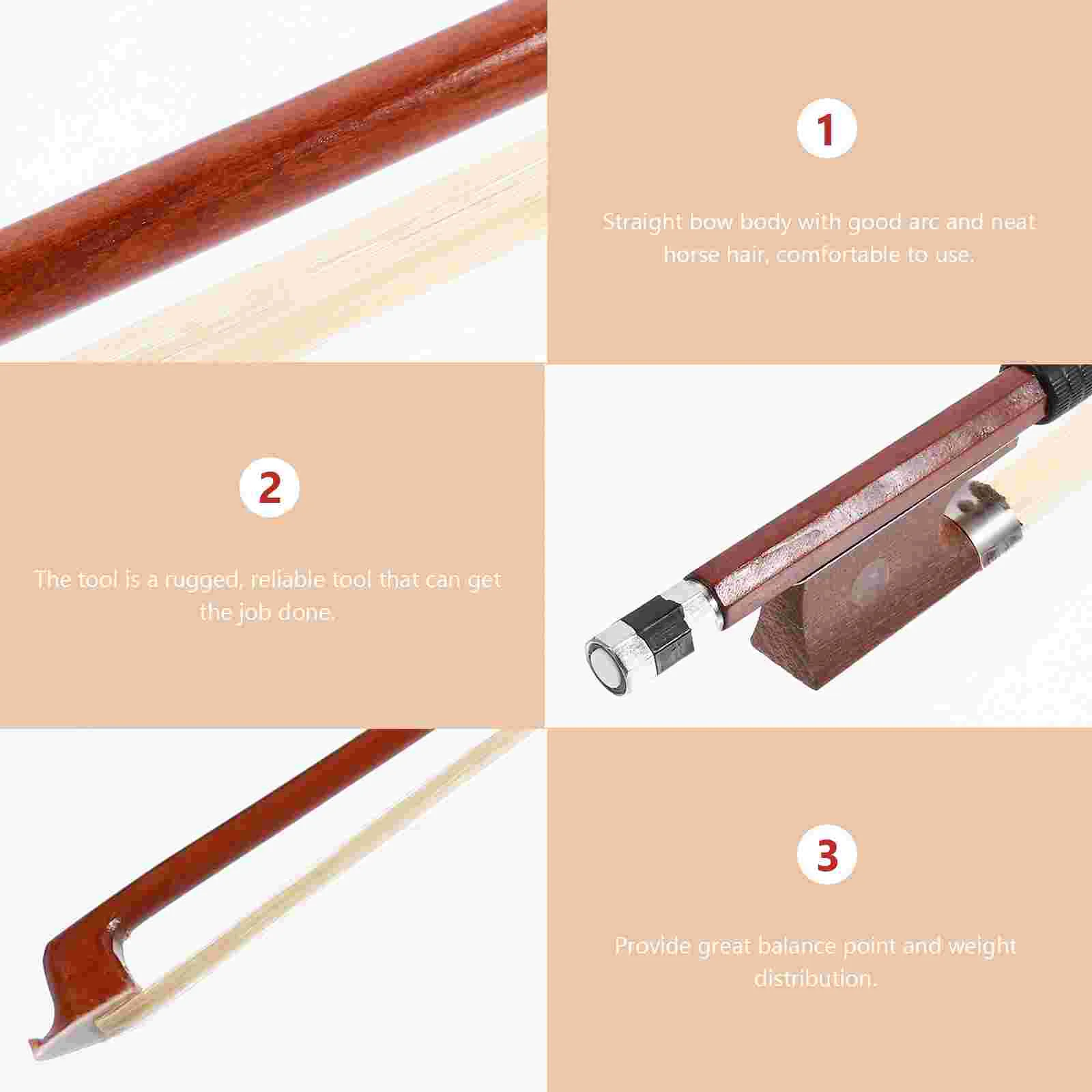 Violin Practice Bow Musical Instrument Student Accessory White Ponytail Red Sandalwood 1/10 Child