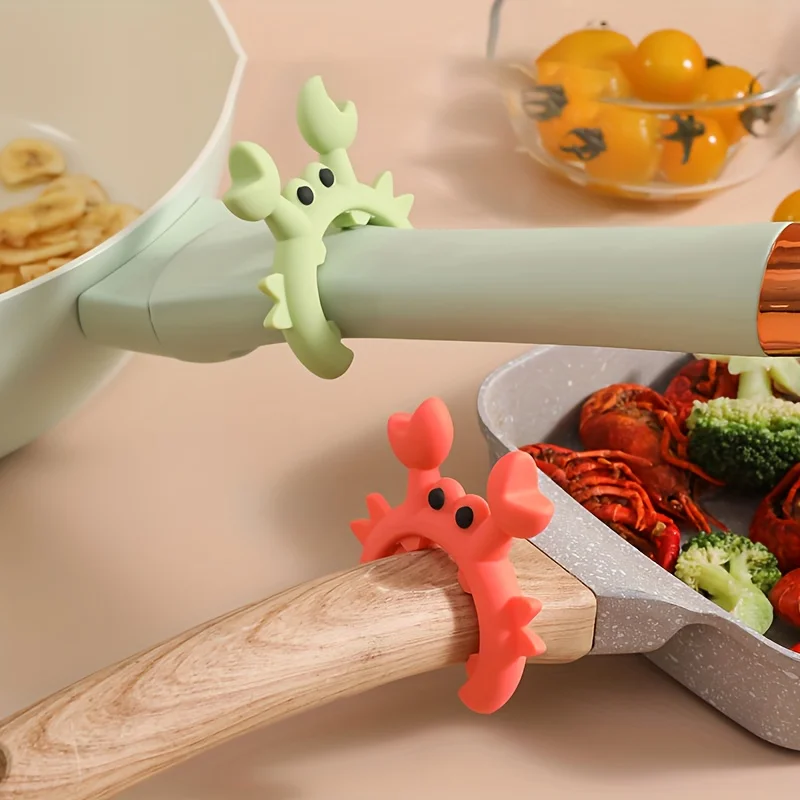 Set of 2 silicone spoon holders, cute design for crabs and octopuses, heat-resistant spoon holder for kitchen utensils and scrapers, kitchen cooking tool organizer - perfect for gifts!