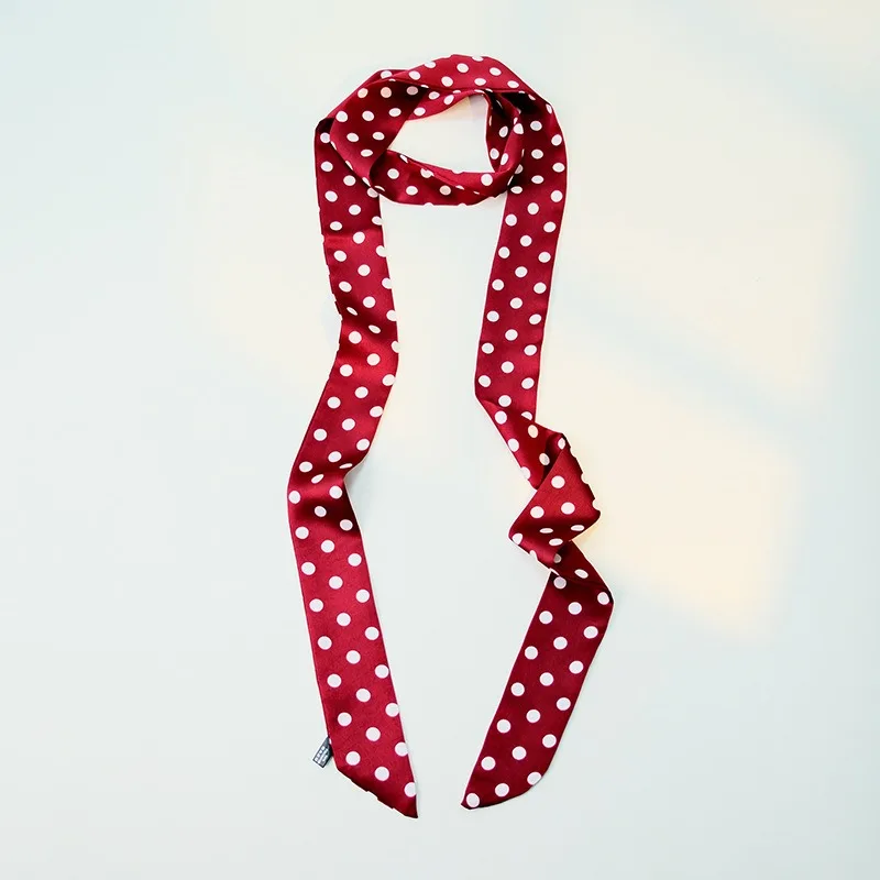 Ins Style Retro Polka Dot Silk Scarf 190cm Slim Strip Ribbon New High value Scarf Bag Wrapped Belt Women Accessories Wholesale