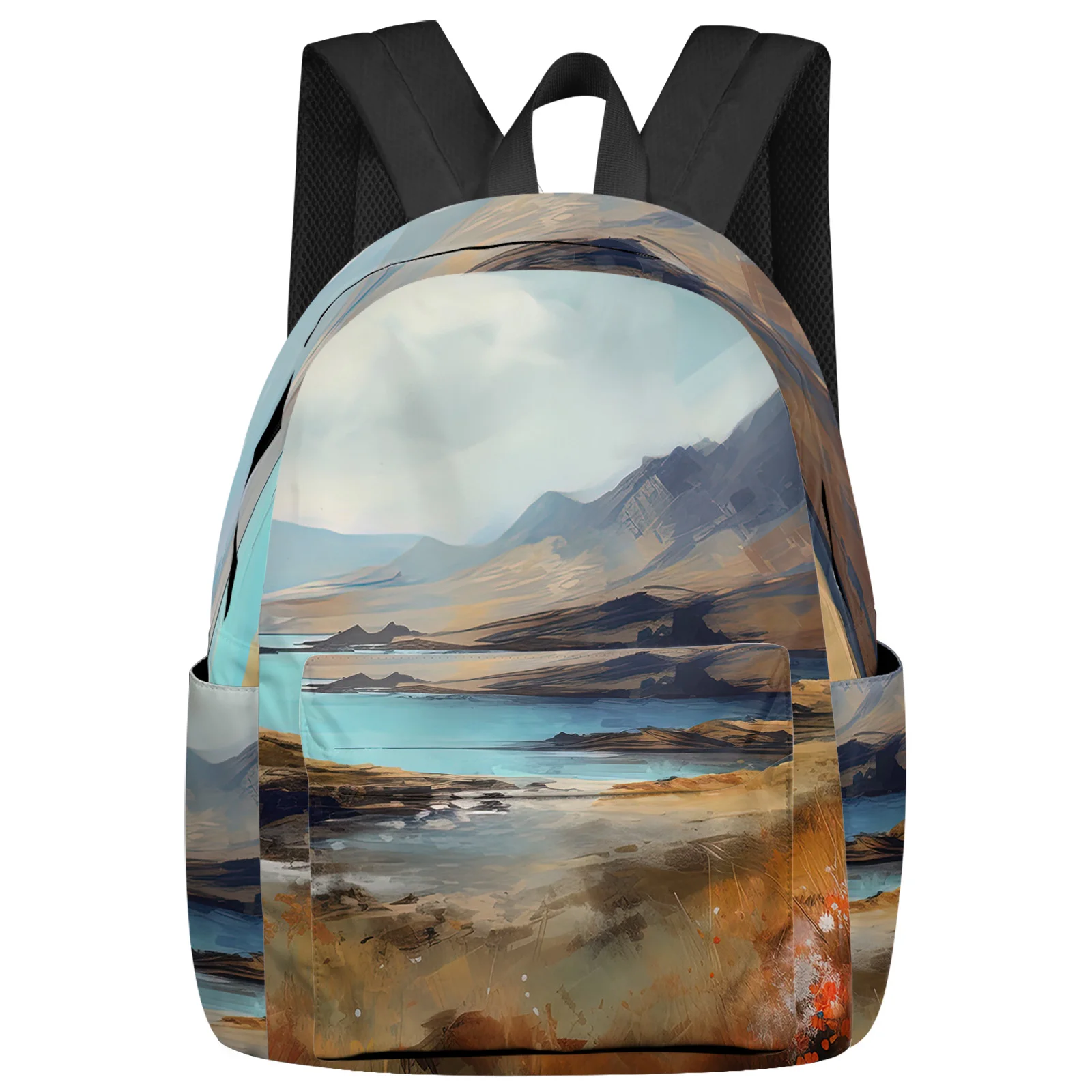 

Mountains Clouds Stones Oil Painting Backpack School Bags for Teenagers Girls Students Laptop Bag Women's Casual Travel Backpack