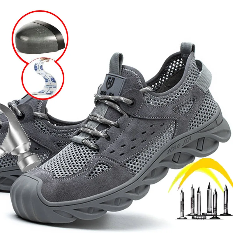 

Oulylan Man Sneakers Summer Safety Shoes Breathable Labor Protection Shoes For Men Anti Impact Anti Puncture Working Shoes