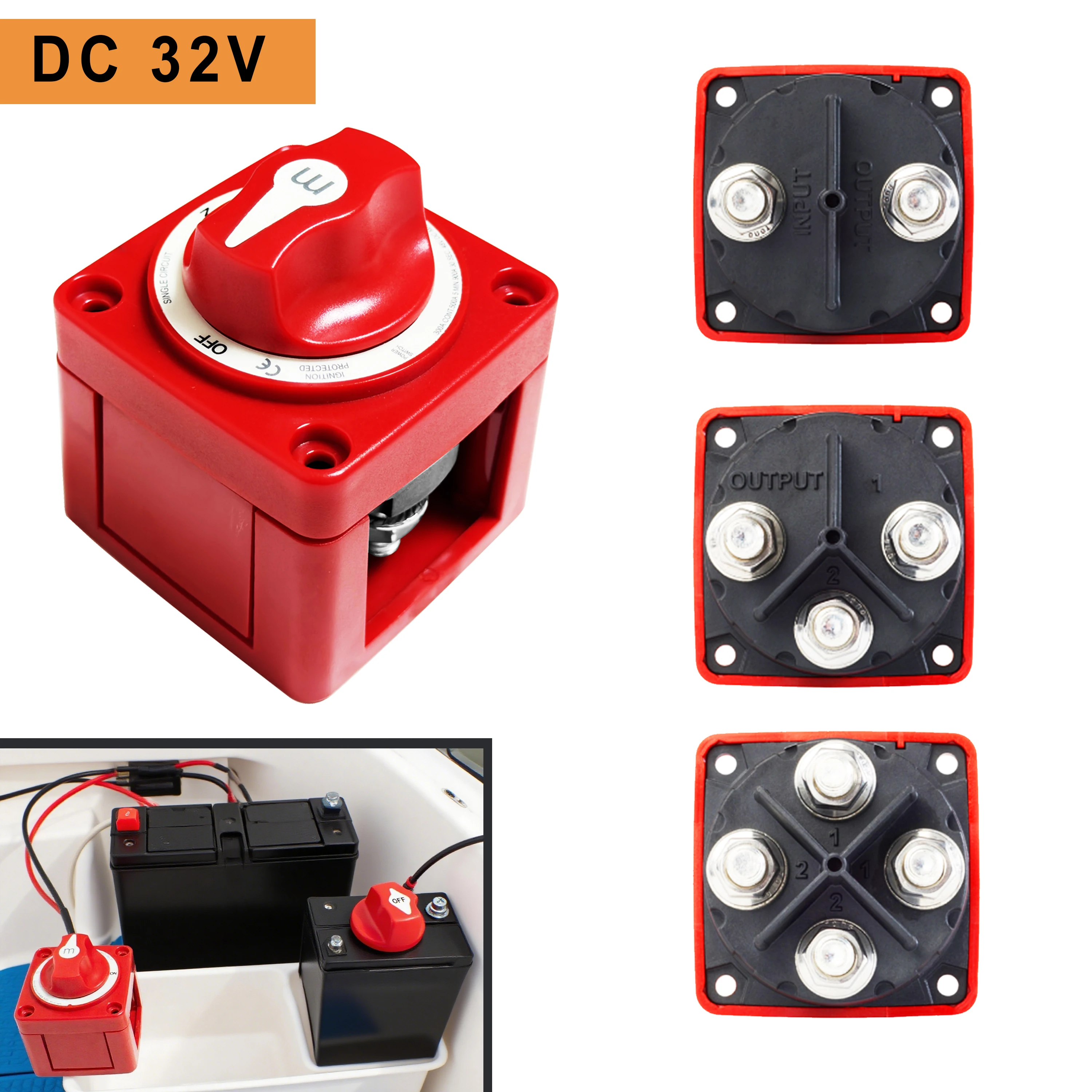 

2, 3, 4-позиционный переключатель батареи M-Series Marin, двойной/одноконтурный изолятор, отключение 100-300 А, 12-48 В, водонепроницаемая поворотная ручка IP66