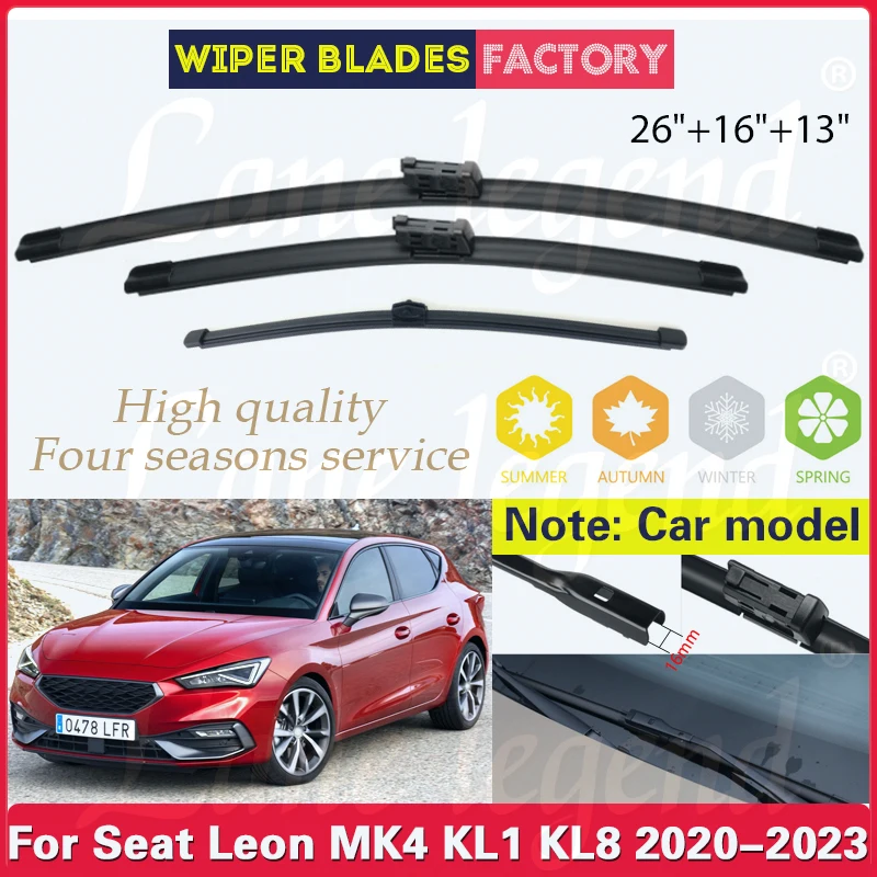 

For Cupra Seat Leon Mk4 KL1 KL8 2020 2021 2022 2023 Hatchback Front Rear Wiper Blade Windscreen Windshield Window Car Rain Brush