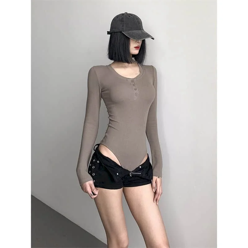 Female Jumpsuits Solid Bodycon Women Bodysuits O-neck Sexy T-shirts American Style Long Sleeve Tight Clothes for Women Rompers