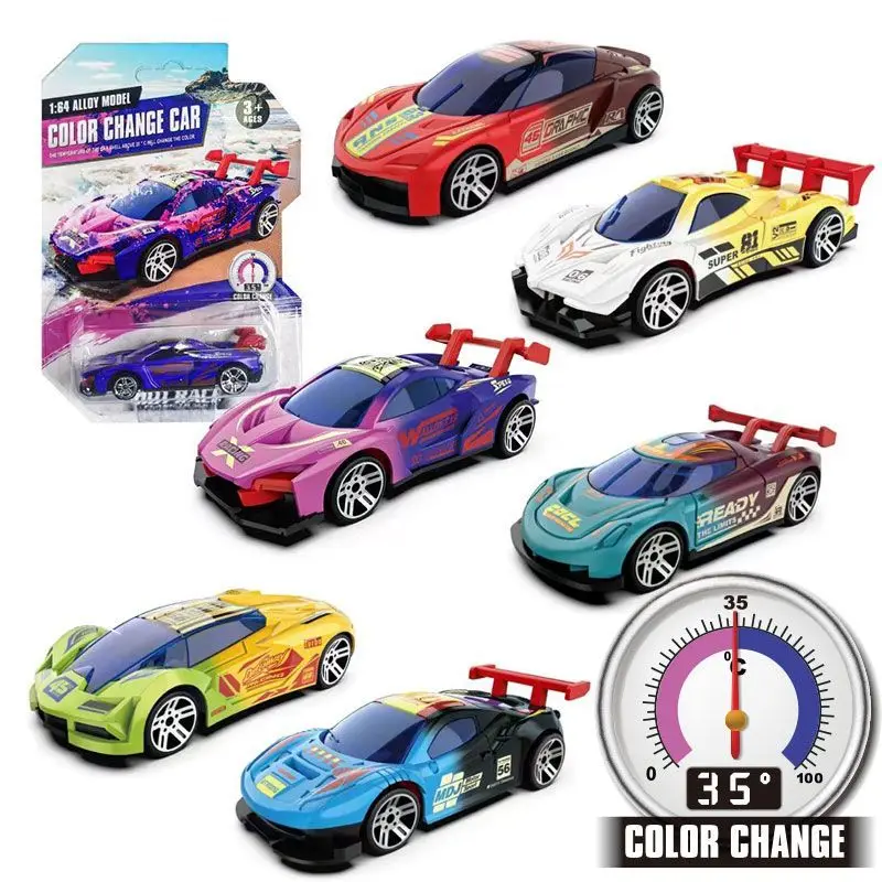 Alloy Car Model 1:64 Temperature Sensitive Color Changing Racing Car Crash Resistant Track Car Boy Car Model Toy