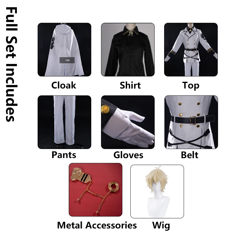 Mikaela Hyakuya Cosplay Costumes Vampire Uniform Wig Shoes Anime Seraph Of The End Outfits Halloween Carnival Suit For Men Women