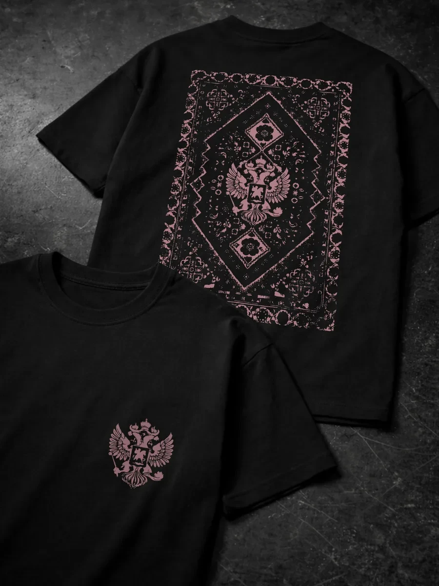 Men The Spirit Of The Street Russia Crew Car Eagle Crown Graphic TShirt Street Gang Style Print Short Sleeve Casual Streetwear