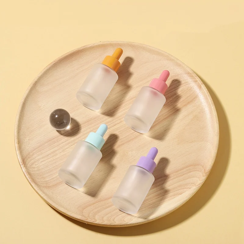 

10x 20ml 30ml Frosted Clear Amber Round Thick Glass Dropper Bottle for Essential Oils Essence Eye Drop Pipette Cap Refill Flat