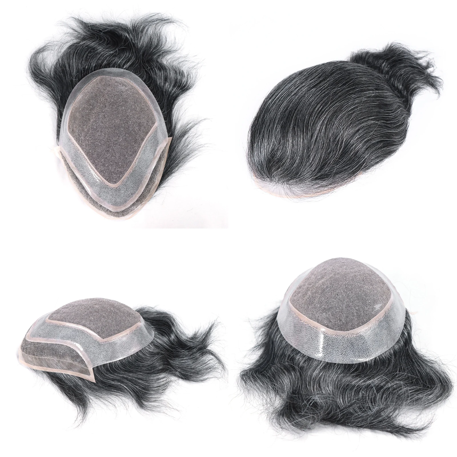 نظام الشعر المستعار للرجال 1B10/1B20/1B50 رمادي مع الدانتيل الأمامي وقاعدة PU أحادية رجل شعر مستعار 8x10 وحدة استبدال الشعر البشري #5