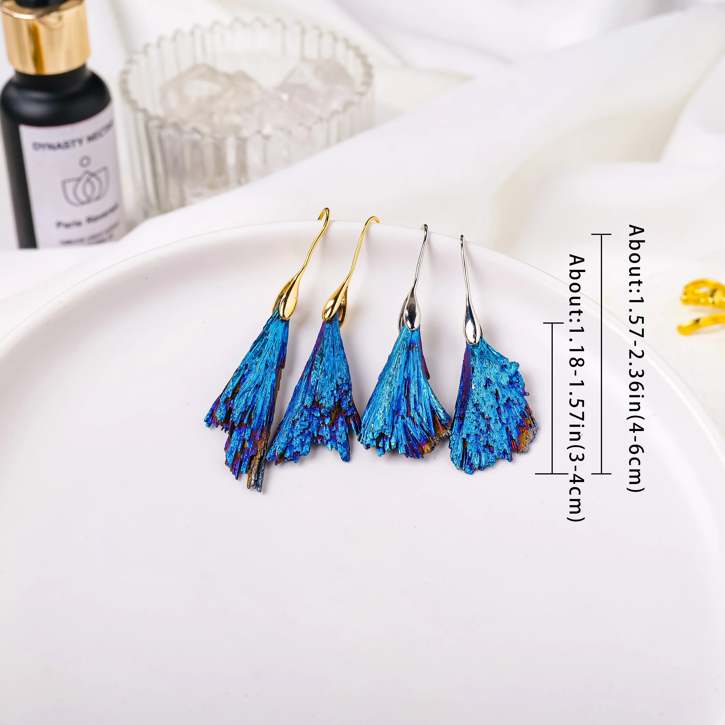 1pc Natural Crystal Aura Black Tourmaline Earrings Feather shape Stylish and personalised Ideal for gifts