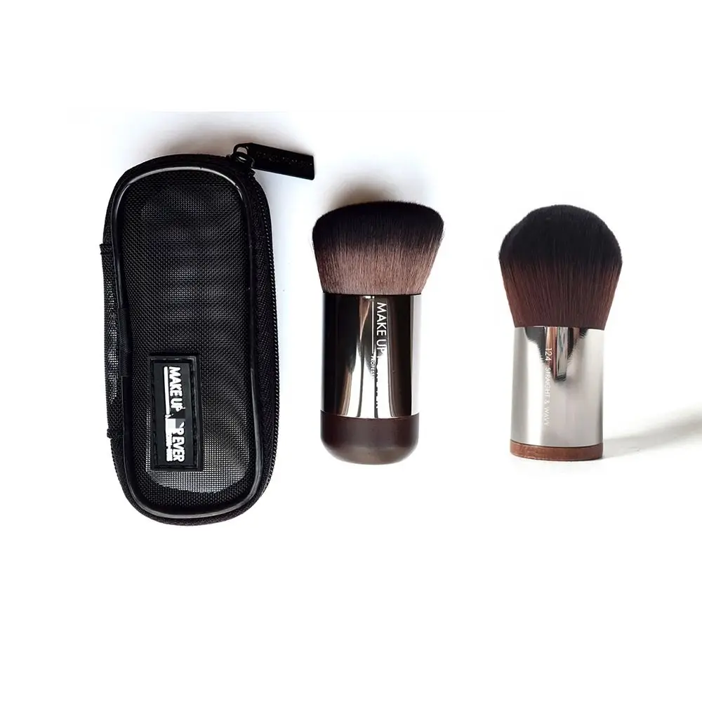 Round Head Buffing Foundation Brush New Wood Handle com saco livre Escova Eyeliner Tubo de boca de alumínio Escova de sobrancelha para meninas