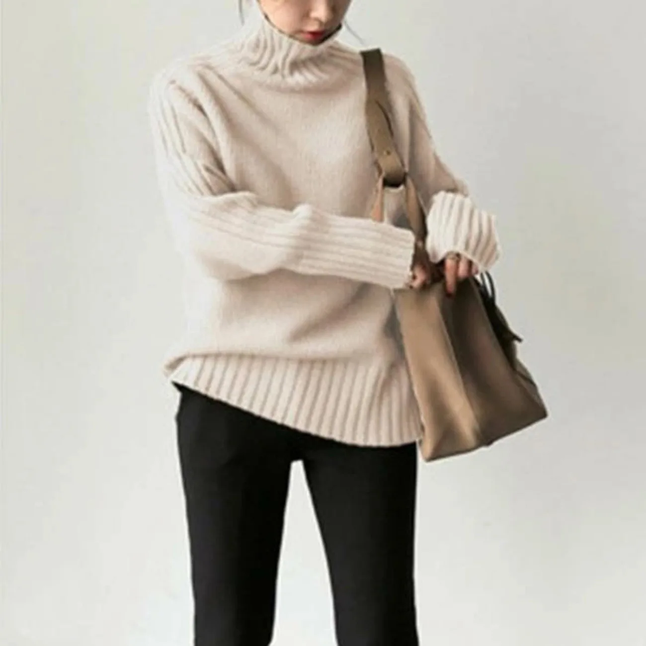 Autumn Winter Knitted Jumper Tops turtleneck Pullovers Casual Sweaters Women Shirt Long Sleeve Tight Sweater Girls