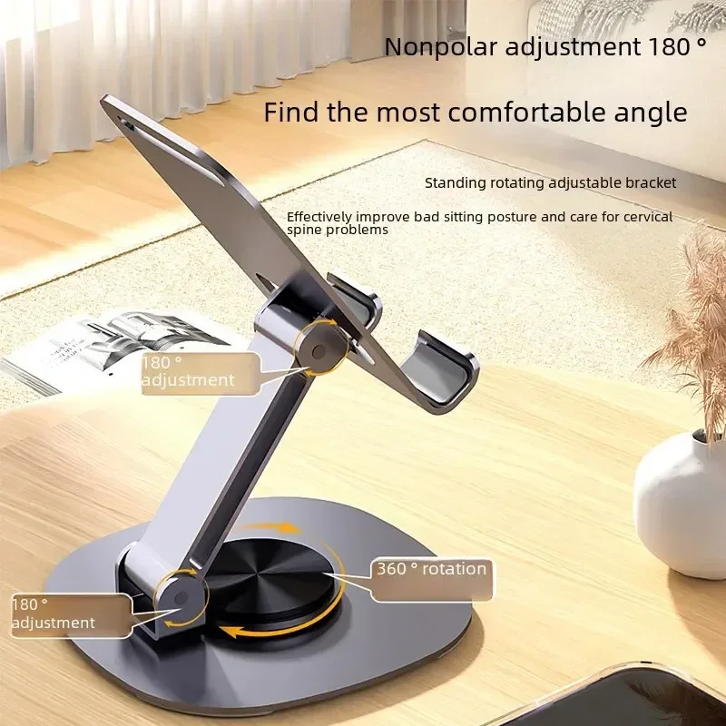 Aulidtech Metal Rotatable Mobile Phone Holder Desktop Tablet Stand Foldable Adjustable Height for Iphone Samsung Universal