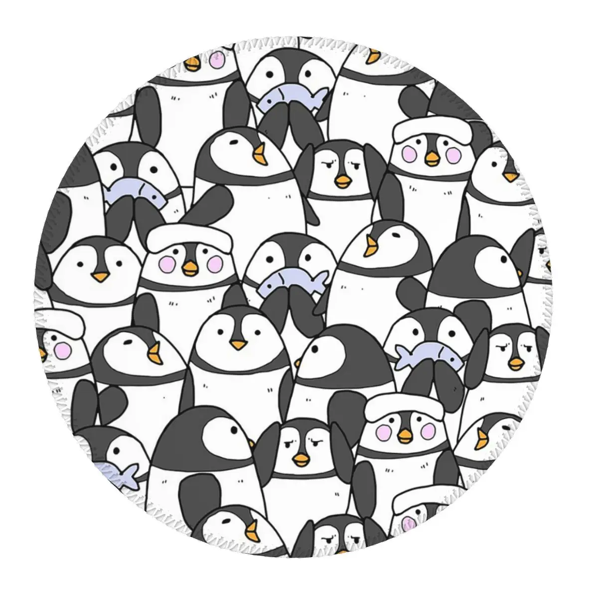 

Hand Drawn Penguin Set Round Mouse Pad Computer Keyboard Mouse Mat Gamer Laptop Desk Mat Office Accessories Table Mats