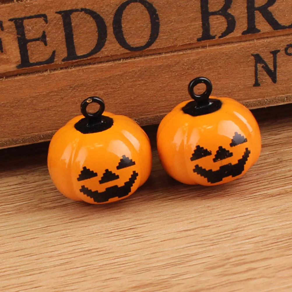

10pcs Pumpkin Shape Copper Pet Bells Jingle Bells For Halloween Decoration Quick Release Buckle Ringing Bell Necklace Orange