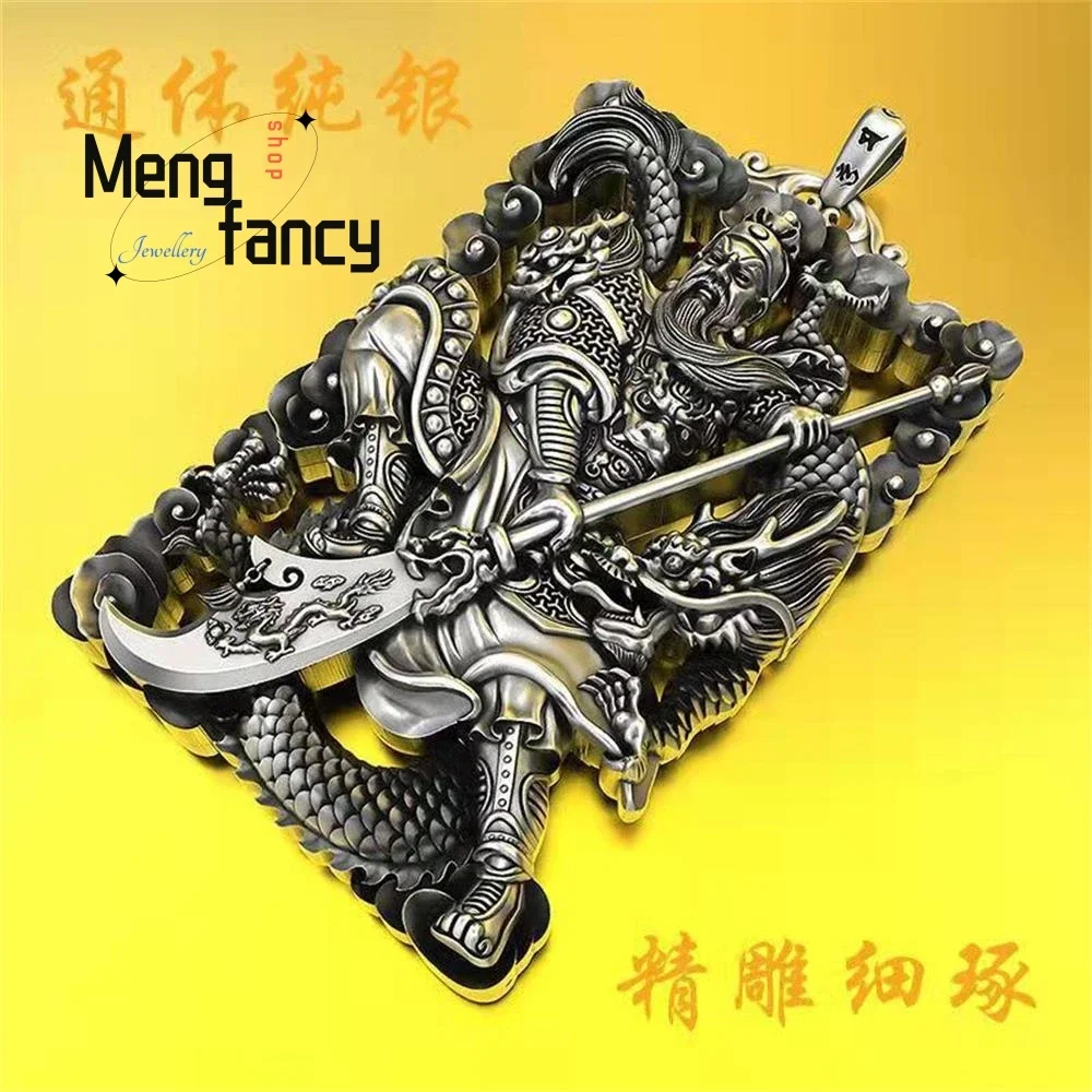 Male Domineering Personality Guan Yu Wu God of Wealth Thai Silver Pendant Exquisite High-grade Handicraft Luxury Quality Jewelry