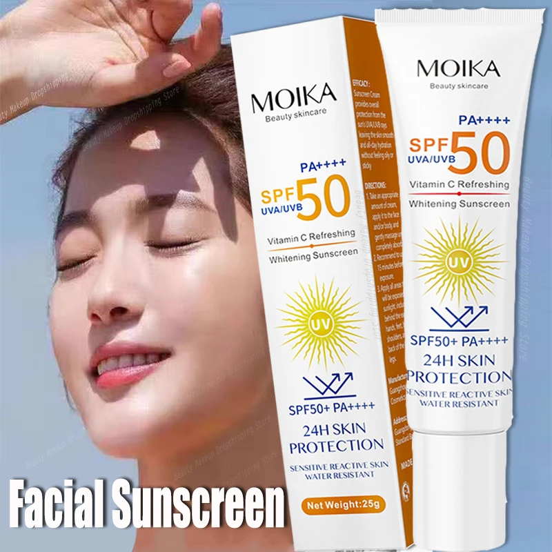 SPF 50+ Vitamin C Refreshing Sunscreen Organic Whit-ening Isolate Ultraviolet Rays Waterproof Facial UV Protection Sunblock New