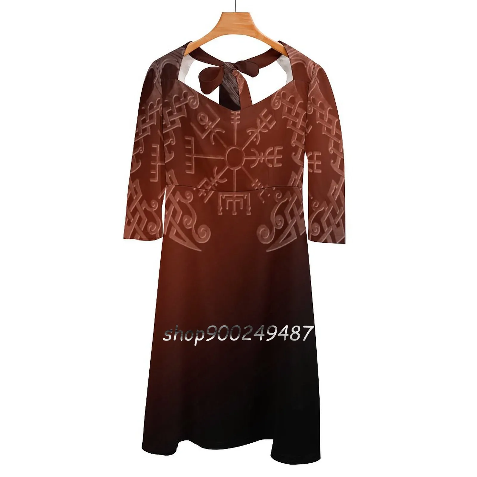 Viking Runes Sweetheart Knot Flared Dress Fashion Design Large Size Loose Dress Viking Vikings Viking Warrior Viking Rune